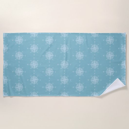 Serviette De Plage Blue Nautical Sailing Compass (Devant)