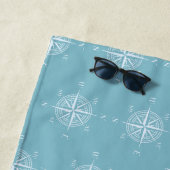 Serviette De Plage Blue Nautical Sailing Compass (En situation)