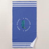 Serviette De Plage Blue Navy Ancres nautiques club voile baleine (Devant)