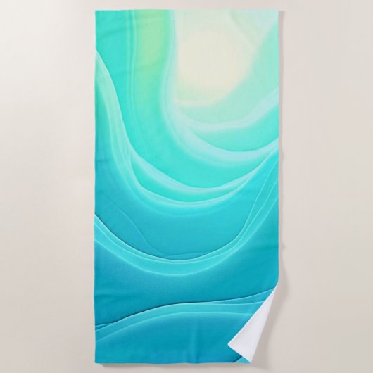 Serviette De Plage Blue Ocean Serenity Waves Abstrait Design (Devant)