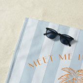 Serviette De Plage Blue Palm Spring Pastel Beach Fête d'anniversaire (En situation)