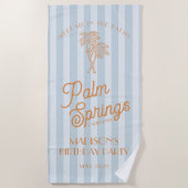 Serviette De Plage Blue Palm Spring Pastel Beach Fête d'anniversaire (Devant)