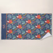 Serviette De Plage Blue Parrot Land Motif tropical Monogramme (Devant)