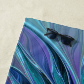 Serviette De Plage Blue Purple Flower Dream Abstrait Fractal Art (En situation)