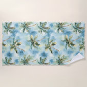 Serviette De Plage Blue Skies Tropical Island Palm Trees   (Devant)