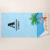 Serviette De Plage Blue Sky, Initials, Name and Beach Life (Devant)