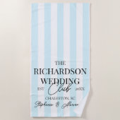 Serviette De Plage Blue Stripe Social Club Custom Wedding Merch Favor (Devant)