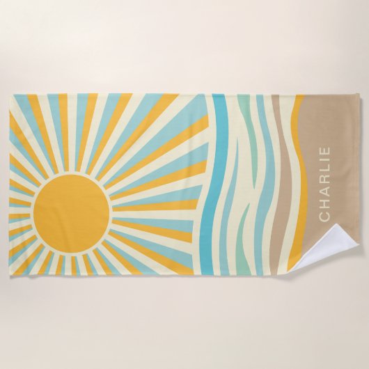 Serviette de plage Blue Sunset Waves (Devant)