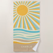 Serviette de plage Blue Sunset Waves (Devant)