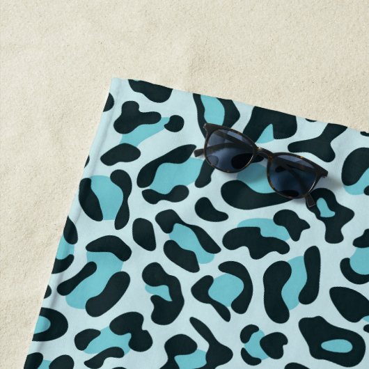 Serviette De Plage Blue Turquoise et Black Glam Parties scintillant P (En situation)