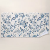 Serviette De Plage Blue Vintage Floral Pattern (Devant)