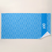 Serviette De Plage Blue Wave Motif Monogram Beach Towel (Devant)