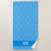 Serviette De Plage Blue Wave Motif Monogram Beach Towel (Devant)