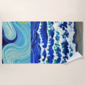 Serviette De Plage Blue Waves Moon Danser dans l'océan (Devant)