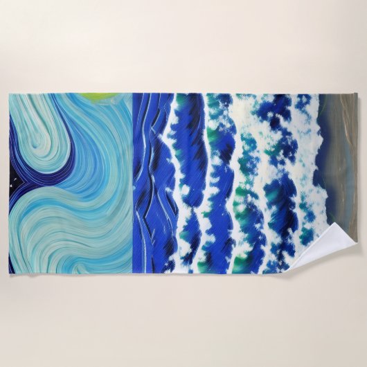 Serviette De Plage Blue Waves Moon Danser dans l'océan (Devant)