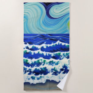 Serviette De Plage Blue Waves Moon Danser dans l'océan