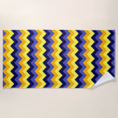 Serviette de plage Blue Yellow Gold Chevrons (Devant)