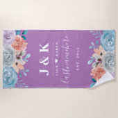 Serviette De Plage blush floral bleu minuit (Devant)