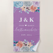 Serviette De Plage blush floral bleu minuit (Devant)