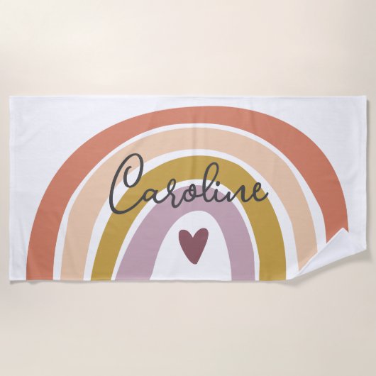 Serviette De Plage Blush Pastel Boho Rainbow Name Beach Towne (Devant)