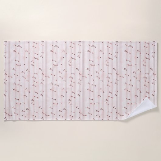Serviette De Plage Blush Pink Brown Music Notes   (Devant)