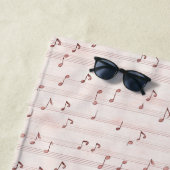 Serviette De Plage Blush Pink Brown Music Notes (En situation)