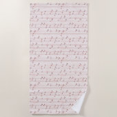 Serviette De Plage Blush Pink Brown Music Notes   (Devant)
