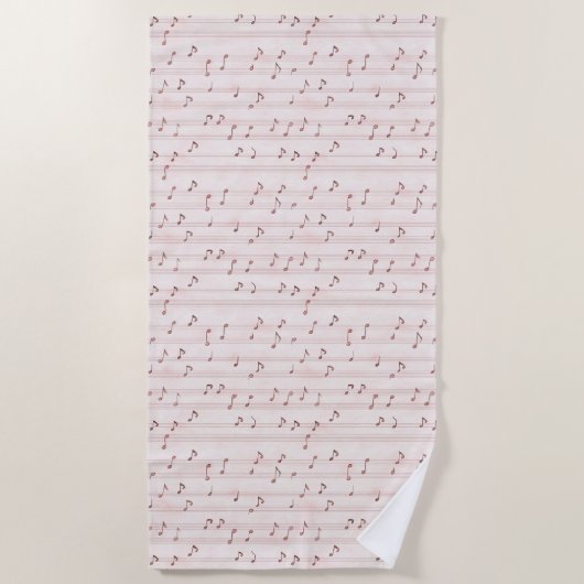 Serviette De Plage Blush Pink Brown Music Notes (Devant)