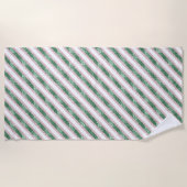 Serviette De Plage Blush Pink Green Glitzy Stripes (Devant)