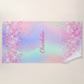 Serviette De Plage Blush rose violet parties scintillant fille nom ho (Devant)