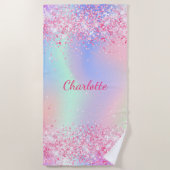 Serviette De Plage Blush rose violet parties scintillant fille nom ho (Devant)