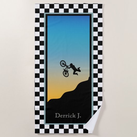 Serviette De Plage BMX Bicycle Moto Cross à carreaux (Devant)
