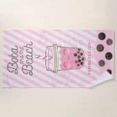 Serviette De Plage Boba Buble Tea Pink Stripes (Devant)