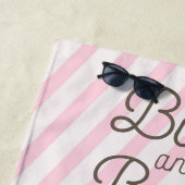 Serviette De Plage Boba Buble Tea Pink Stripes (En situation)