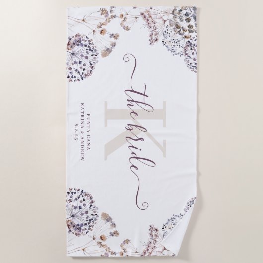 Serviette de plage bohème pour la mariée (Devant)