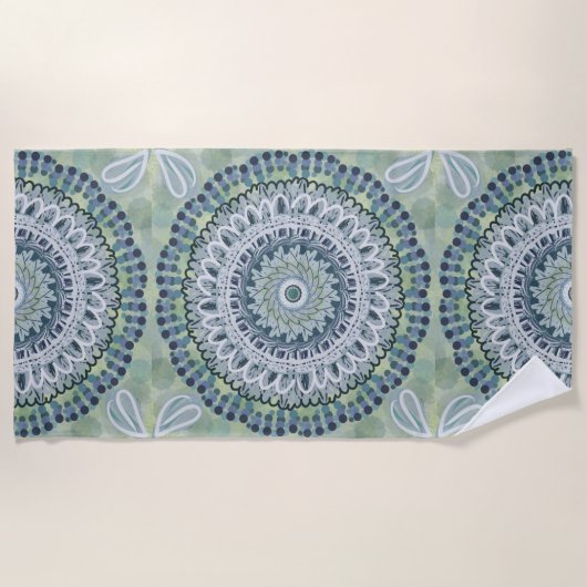 Serviette De Plage Bohème Shabby Chic Mandala Dot Art Design (Devant)