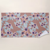 Serviette De Plage Bohème Terracotta rose Fleurs Aquarelle (Devant)
