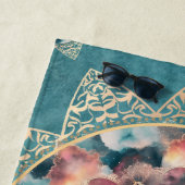Serviette De Plage Boho Aquarelle Nebula Gold Flower Mandala Yogi (En situation)