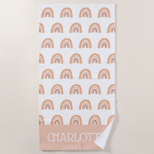 Serviette De Plage Boho Arc-en-ciel rose Pastel Enfants personnalisés