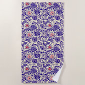 Serviette De Plage Boho Blue Floral Abstrait (Devant)