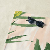 Serviette De Plage Boho Blush Green Tropical Palm Plage Feuille (En situation)