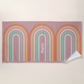 Serviette De Plage Boho Bohemian Pastel Rainbow Mauve Arrière - plan (Devant)