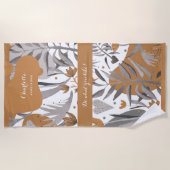 Serviette De Plage Boho Chic Botanical Nom et citation (Devant)