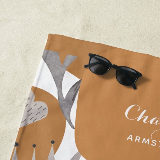 Serviette De Plage Boho Chic Botanical Nom et citation (En situation)