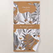 Serviette De Plage Boho Chic Botanical Nom et citation (Devant)