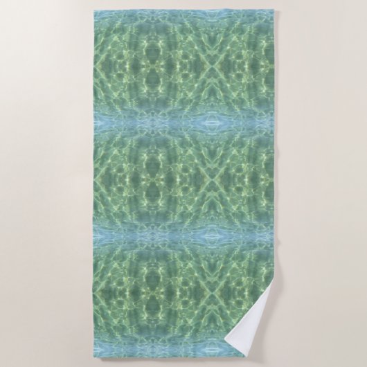 Serviette De Plage Boho Chic Tropical Eau Aquamarine (Devant)