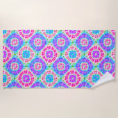 Serviette De Plage Boho Cravate teint violet bleu rose Motif (Devant)