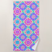 Serviette De Plage Boho Cravate teint violet bleu rose Motif (Devant)
