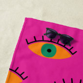 Serviette De Plage BOHO Evil Eye Motif Funky Fuchsia Fun (En situation)
