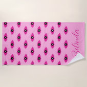 Serviette De Plage BOHO Evil Eyes manuscrit Nom rose (Devant)